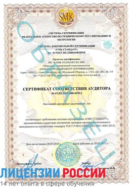 Образец сертификата соответствия аудитора №ST.RU.EXP.00014299-1 Наро-Фоминск Сертификат ISO 14001